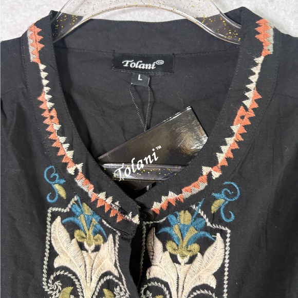 Tolani Black Tunic with Multicolor Floral Embroidery - Picture 3 of 3
